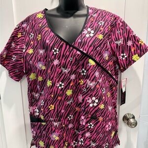 Women’s Pink Floral Zebra Print V-Neck Tunic Top